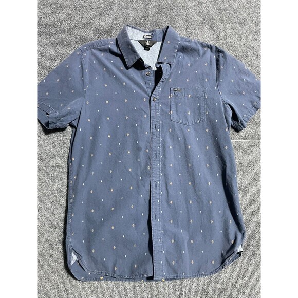 Volcom Shirt Button Down Men's Large Blue Short Sleeve - Picture 1 of 11
